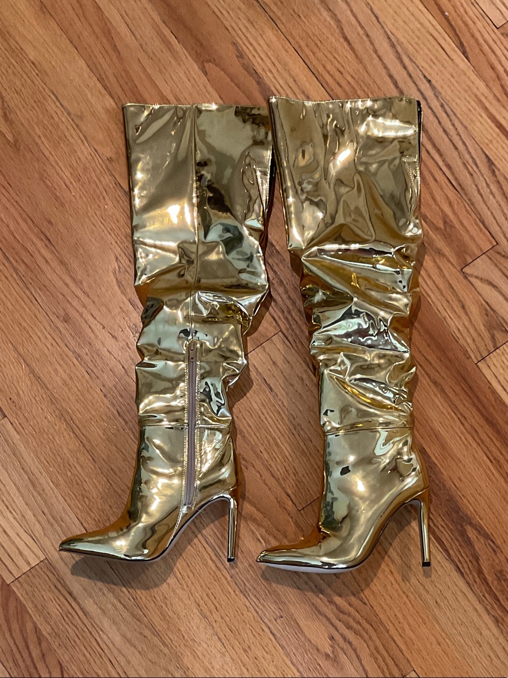 INC International Concepts Metallic Gold Over-The-Knee Stiletto Boots